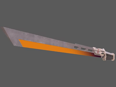 Long Blade Weapon Features Gray Orange Accents And Modern Handle Design 3d model