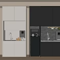 Modern Kitchen With White And Dark Gray Cabinets Sink And Appliances 3d model