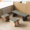 Modern Indoor Stools And Bench With Wooden Frames And Stone Seats For Home Decor