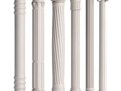 Various Styles of White Roman Columns with Fluted Design and Classic Capitals 3d model