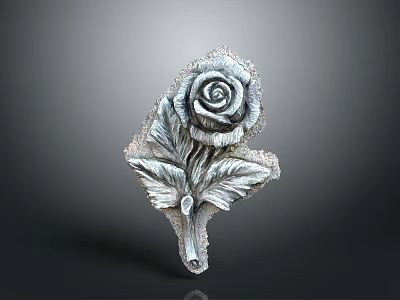 Decorative Furniture Accent With Intricate Metal Rose Design And Leaves 3d model