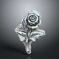 Decorative Furniture Accent With Intricate Metal Rose Design And Leaves