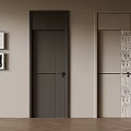 Modern Interior Hinged Doors in Dark Gray and Light Beige with Textured Panel Design 3d model