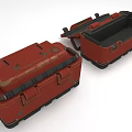 Vintage Red Storage Cases With Open Closed Designs And Black Interior Details