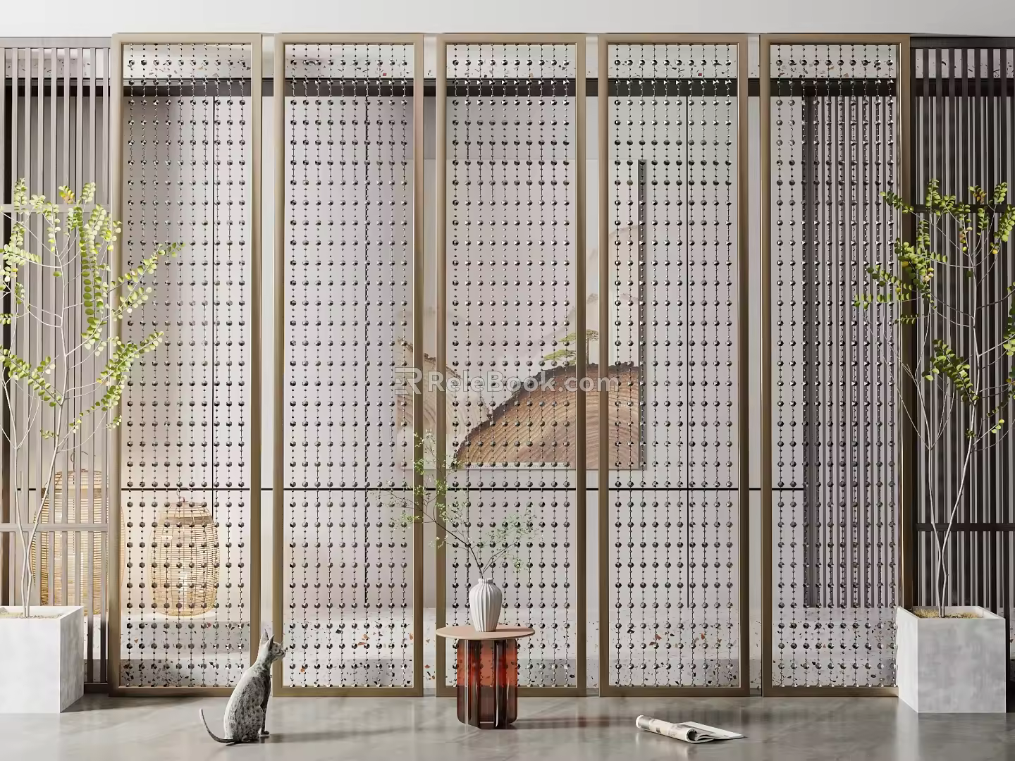 New Chinese-style partition screen partition 3d model