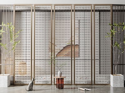 New Chinese-style partition screen partition 3d model