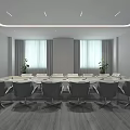 Modern Conference Room With Round Table Gray Chairs Large Windows And Screen 3d model