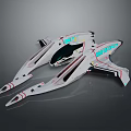 Futuristic Aerodynamic Flying Vehicle With Sleek White Frame And Blue Accent Details