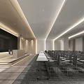 Modern Conference Room Interior With Long Table Rows Of Chairs And Large Screen