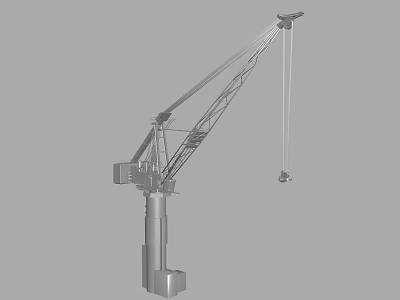 Industrial Construction Crane 3D Model With Extendable Boom Hoist Rope And Stable Base Structure 3d model