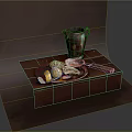 Fresh Oysters On Wooden Tray With Metal Pitcher Lemon Slices And Knife
