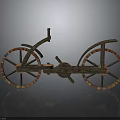 Vintage Wooden Bicycle Design Featuring Spoked Wheels And Ornate Carved Frame Details