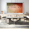Modern Dining Table and Chair Combination Simple Dining Table and Chair Cabinet Combination 3d model