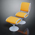 Modern Yellow Upholstered Leisure Chair With White Frame And Matching Ottoman