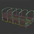 Light Green Metal Transport Cart With Curved Handrails And Industrial Wheels