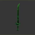Green Fantasy Sword With Decorative Hilt And Unique Blade Design As Weapon