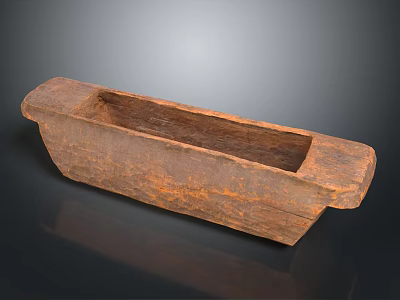 Rustic Handcrafted Wooden Container With Textured Surface And Rectangular Shape 3d model