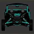 Turquoise And Black Off Road UTV With Open Cabin Large Tires And Sporty Design