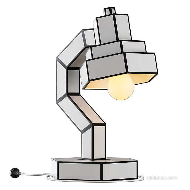 Stylish Modern Table Lamp With Geometric Modular Design And Adjustable Light Bulb 3d model