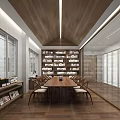 New Chinese Reading Room Bookshelf Books Tables and Chairs Reading Room 3d model