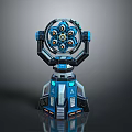 Modern Tech Inspired Mechanical Device Featuring Circular Structure Blue Black Design
