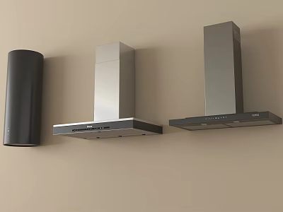 Stylish Modern Kitchen Range Hoods In Stainless Steel And Black Wall Mounted Designs 3d model