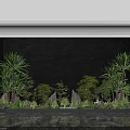 Modern Lobby Living Plant Wall With Dark Background Various Plants White Decorations And Marble Floor