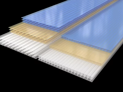 Multi Colored Transparent Hollow Polycarbonate Sheets for Building Construction Panels 3d model