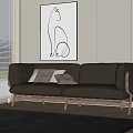Modern double sofa multiplayer sofa 3d model
