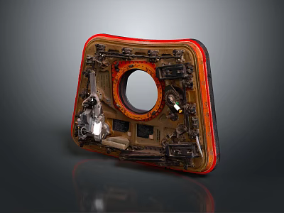 Detailed Mechanical Component Internal Structure With Orange Frame Circular Hole And Parts 3d model