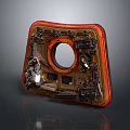Detailed Mechanical Component Internal Structure With Orange Frame Circular Hole And Parts