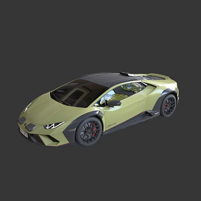 Olive Green Sports Car With Black Roof Black Wheels And Red Brake Calipers 3d model Olive Green Sports Car With Black Roof Black Wheels And Red Brake Calipers 3d model