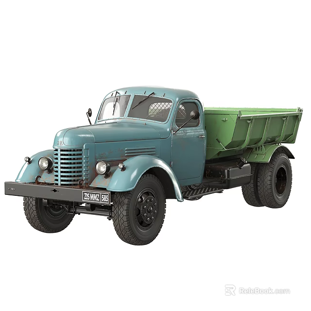 Vintage Blue Utility Truck With Green Dump Bed And Classic Design 3d model 