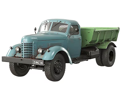 Vintage Blue Utility Truck With Green Dump Bed And Classic Design 3d model