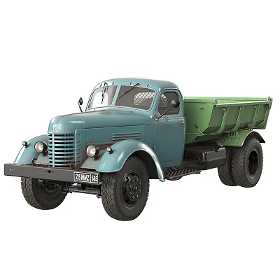 Vintage Blue Utility Truck With Green Dump Bed And Classic Design 3d model Vintage Blue Utility Truck With Green Dump Bed And Classic Design 3d model