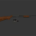 Classic Hunting Shotgun With Wooden Stock Silver Barrel And Ammunition Shells