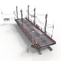Industrial Platform Structure With Tall Poles Suspended Cables And Metal Tracks