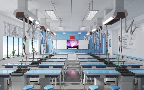 Modern Classroom Chemistry Laboratory 3d model