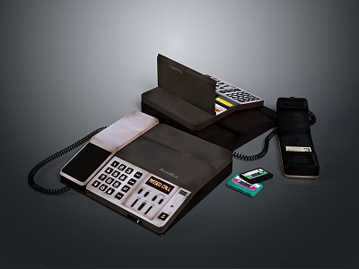 Vintage Computer Equipment With Classic Keyboard Monitor And Retro Electronic Devices 3d model