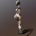 Game Movie Character Robotic Design With Silver White Armor And Metallic Details