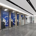 Modern Service Hall Interior With Digital Screens Service Counters And Waiting Seats