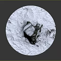 Wooden Tree Stump Covered With Fresh Snow On Natural Ground Texture
