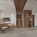 Modern Living Dining Room With Light Gray Sofa Wooden Coffee Table And Green Plants