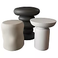 Modern Minimalist Side Tables With Black Beige White Textured Surfaces And Varied Shapes