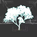 Single Arbor With Lush Green Leaves And Brown Trunk On Gray Background