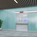 Modern Operating Room Interior With Blue Walls Surgical Table Lights And Medical Screens