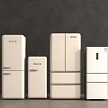 Modern White Refrigerators And Freezers Displayed In Kitchen Appliance Showroom