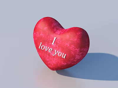 Red Heart Shaped Daily Life Item With I Love You Text For Decorative Use 3d model