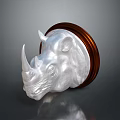 Stylish Home Decor Furniture With Silver Rhinoceros Head And Brown Base