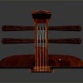 Traditional Red Wooden Pipa as Household Decorative Item with Intricate Patterns and Classic Craftsmanship